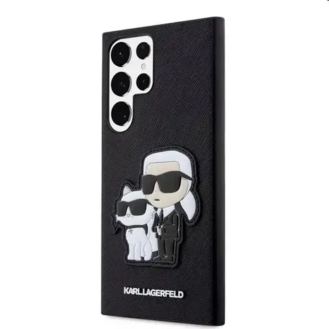 Puzdrá na mobilné telefóny Zadný kryt Karl Lagerfeld PU Saffiano Karl and Choupette NFT pre Samsung Galaxy S23 Ultra, čierna 57983112904