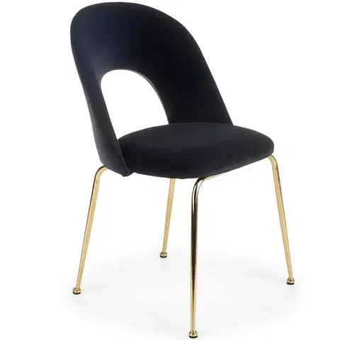 Čalúnené stoličky Stolička K385 Velvet/Chrome čierna/Zlatý