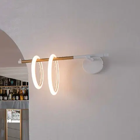 Nástenné svietidlá Marchetti Nástenné svietidlo Ulaop LED, dva krúžky, ľavé, biele