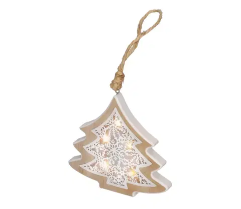 Vianočné osvetlenie  LED vianočný stromček drevený dekor 6LED teplá biela 2x AAA