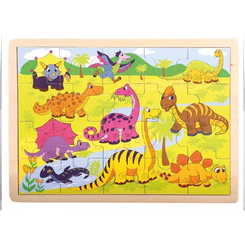 Drevené hračky Bino Puzzle Dinosaury