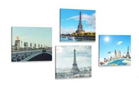 Zostavy obrazov Set obrazov výhľad na Eiffelovu vežu v Paríži