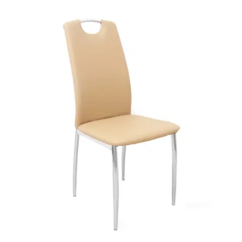 Jedálenské stoličky KONDELA Ervina jedálenská stolička béžová / chrómová