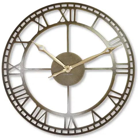 Hodiny Nástenné kovové hodiny Vintage Retro zlato Flex z21a, 50 cm