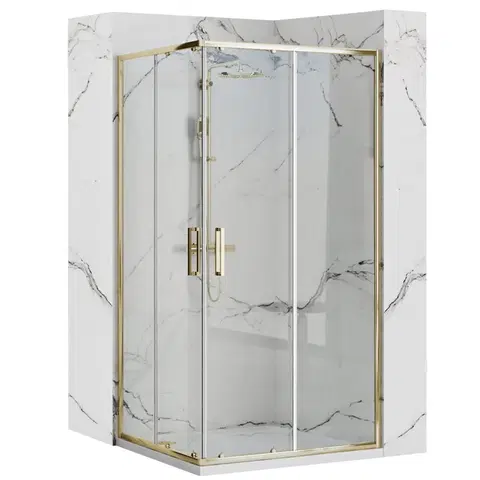 Sprchovacie kúty REA - Sprchovací kút PUNTO 80x100 Gold Bez sprchovej vaničky REA-K6442