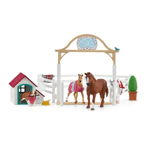Drevené hračky Schleich 42458 Hosťujúce kone, Hannah s fenkou Ruby, 40 x 30 x 20 cm