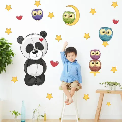 Nálepky na stenu Nálepky na stenu- Panda a sovičky