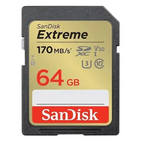 Pamäťové karty SanDisk Extreme SDXC 64 GB 170 MB/s V30 UHS-I U3