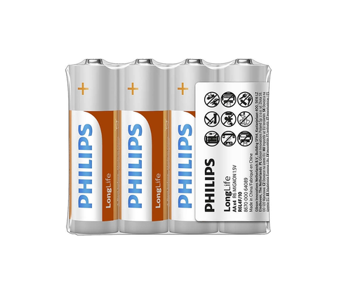 Predlžovacie káble Philips Philips R6L4F/10 - 4 ks Zinkochloridová batéria AA LONGLIFE 1,5V 