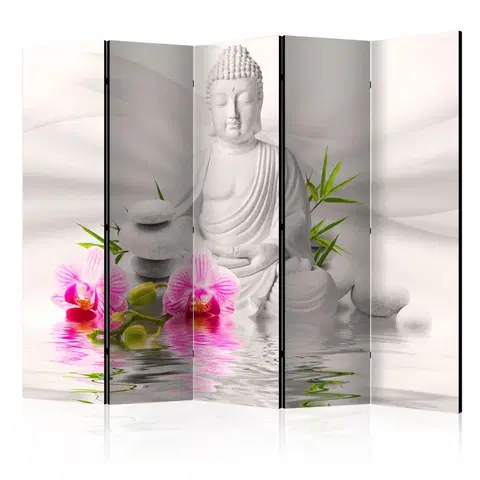 Paravány Paraván Buddha and Orchids Dekorhome 225x172 cm (5-dielny)