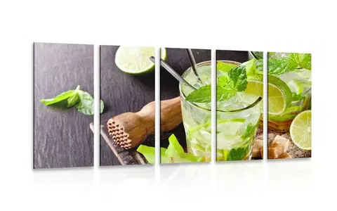 Obrazy jedlá a nápoje 5-dielny obraz lahodné Mojito