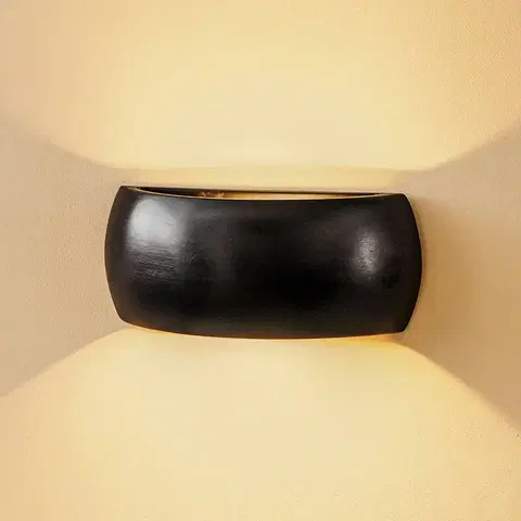 Nástenné svietidlá SOLLUX LIGHTING Nástenné svetlo Bow up/down keramika čierna 32 cm