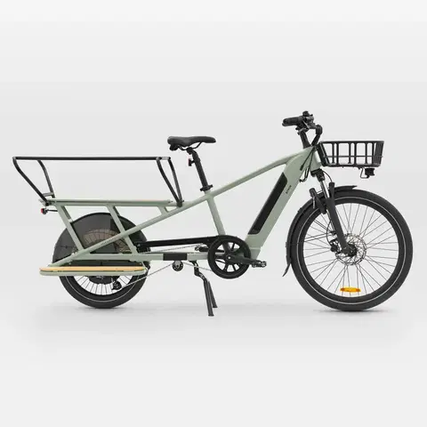elektrobicykle Nákladný elektrický bicykel Longtail R500E s držiakom nákladu vzadu svetlozelený