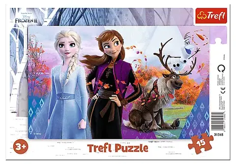 Hračky puzzle TREFL - Puzzle 15 dielikov Zázračný svet Anny a Elsy / Frozen 2