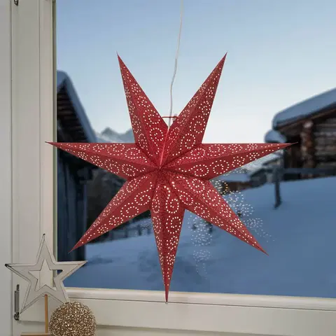 Vianočné svetelné hviezdy STAR TRADING Červená papierová hviezda Antique