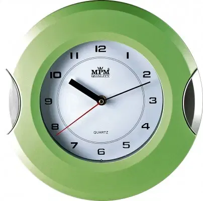 Hodiny Nástenné hodiny MPM, 2506.4170 - zelená svetlá/strieborná, 27cm