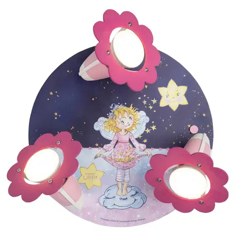 Stropné svietidlá Elobra Magické hviezdne stropné svetlo Princess Lillifee
