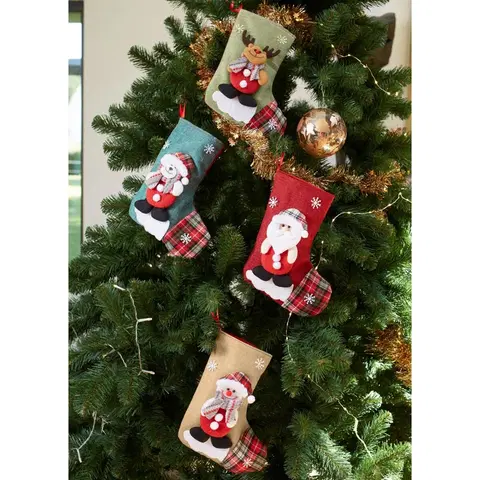 Vianočné dekorácie Súprava 4 vianočných ponožiek