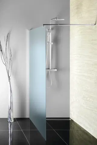 Kúpeľňa AQUALINE - WALK-IN stena na inštaláciu na múr so vzperou, jednodielna, 700 mm, Brick sklo WI070