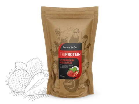 Športová výživa Protein & Co. Triprotein ochutený – 500 g Zvoľ príchuť: Strawberry milkshake