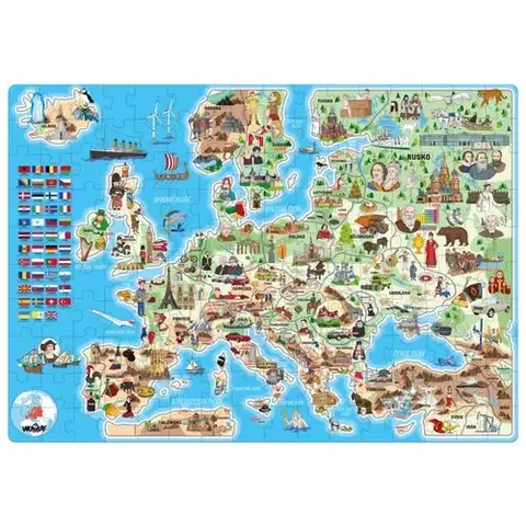Drevené hračky Popular Puzzle Mapa Európy, 160 dielikov