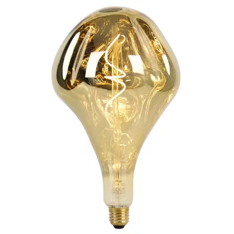 Ziarovky E27 stmievateľná LED lampa G165 zrkadlová zlatá 6W 100 lm 1800K