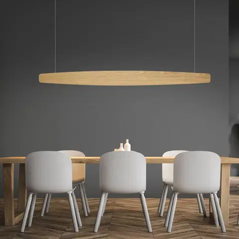Závesné svietidlá quitani Quitani LED závesné svetlo Persida, dub, 148 cm
