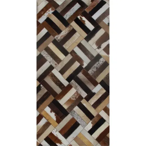 Koberce a koberčeky KONDELA Typ 2 kožený koberec 70x140 cm vzor patchwork
