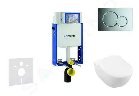Záchody GEBERIT - Kombifix Modul na závesné WC s tlačidlom Sigma01, lesklý chróm + Villeroy Boch - WC a doska, DirectFlush, SoftClose, CeramicPlus 110.302.00.5 NI2