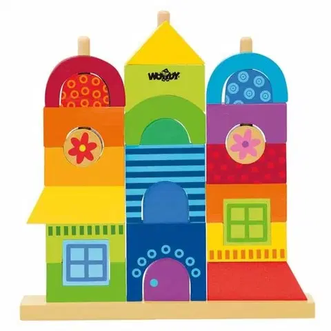 Drevené hračky Woody Drevená stavebnica Rainbow Môj dom