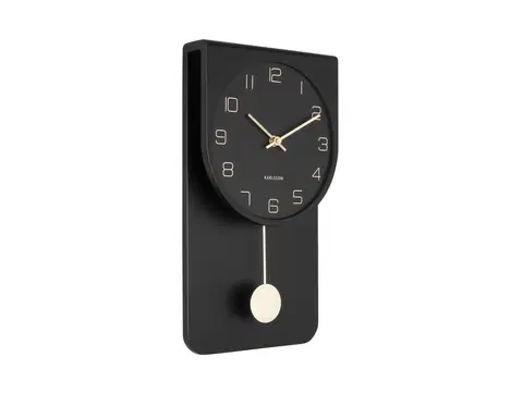 Hodiny Nástenné kyvadlové hodiny Karlsson KA5779, čierna 39cm