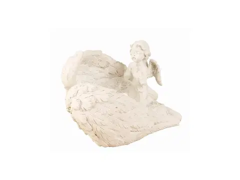 Sošky, figurky - anjeli MAKRO - Anjel v krídlach s LED guľou 10x16cm