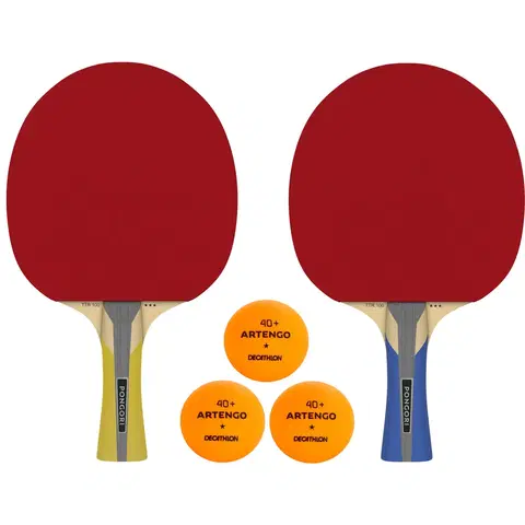 stolný tenis Súprava 2 pálok TTR 100 3* Allround a 3 oranžových loptičiek TTB 100* 40+
