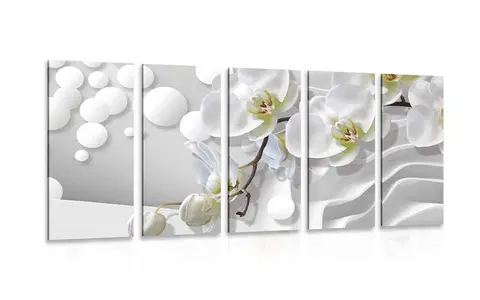 Obrazy kvetov 5-dielny obraz orchidea na abstraktnom pozadí