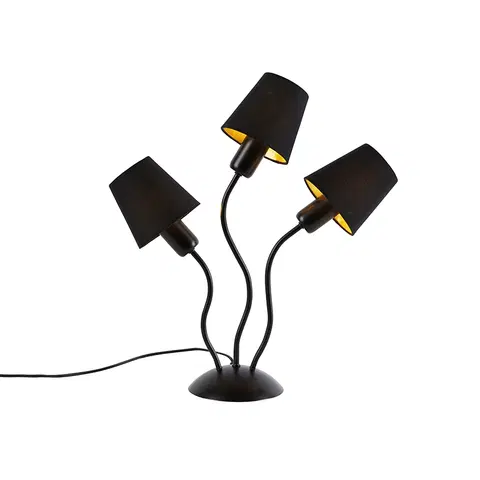 Stolove lampy Dizajnová stolná lampa čierna 3-svetlá s upínacími tienidlami - Wimme