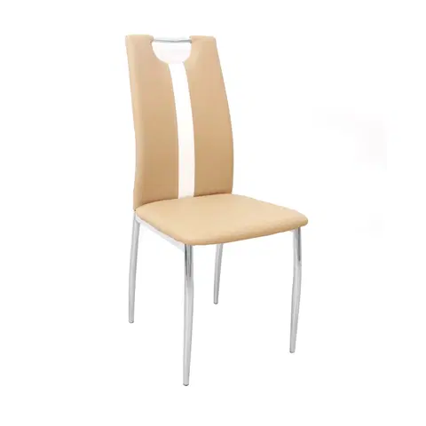 Jedálenské stoličky KONDELA Signa jedálenská stolička béžová / biela / chrómová