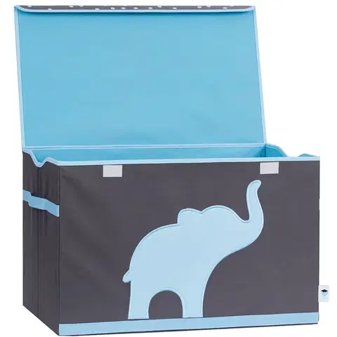 Boxy na hračky LOVE IT STORE IT - Truhlica na hračky - šedá, modrý slon - posilnená MDF materiálom
