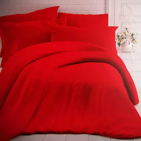 Obliečky Kvalitex Bavlnené obliečky červená, 220 x 200 cm, 2 ks 70 x 90 cm