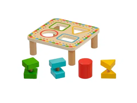 Drevené hračky LUCY & LEO - Triedenie geometrických tvarov - drevená vkladačka 5 dielov