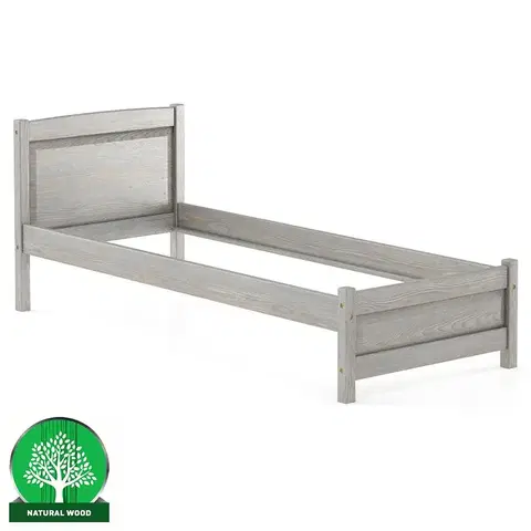 Drevené postele Posteľ borovica LK125–90x200 grey