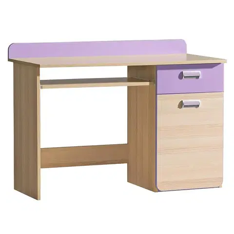 Moderné kancelárske stoly Písací stôl Lorento 10 jaseň coimbra/fialový