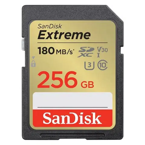 Pamäťové karty SanDisk Extreme SDXC 256 GB 180 MB/s V30 UHS-I U3