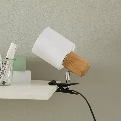 Stolové lampy s klipom Spot-Light Moderná upínacia lampa Clampspots biele tienidlo