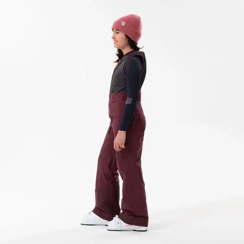 nohavice Detské lyžiarske nohavice FR900 s chrbtovým chráničom bordové
