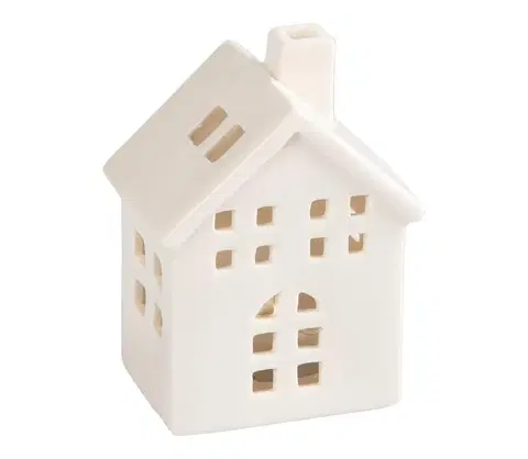 Svietidlá  Porcelánový domček na sviečku 10 cm biela 