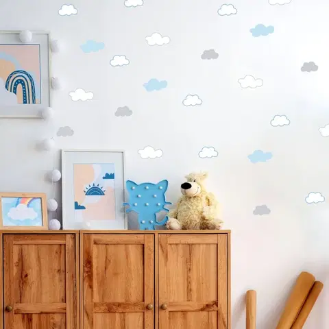 Nálepky na stenu Nálepky do izby - Obláčiky v modrých a sivých farbách