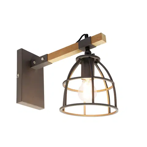 Nastenne lampy Inteligentné nástenné svietidlo tmavošedá s nastaviteľným drevom vrátane WiFi A60 - Arthur