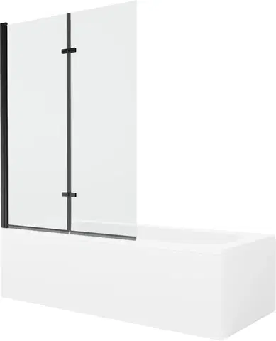 Sprchové dvere MEXEN/S - Vega obdĺžniková vaňa 180 x 80 cm s panelom + vaňová zástena 120 cm, transparent, čierna 550118080X9212027000