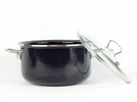 Hrnce Belis Smaltovaný hrniec s pokrievkou SFINX PREMIUM 5 l/24 cm, čierny