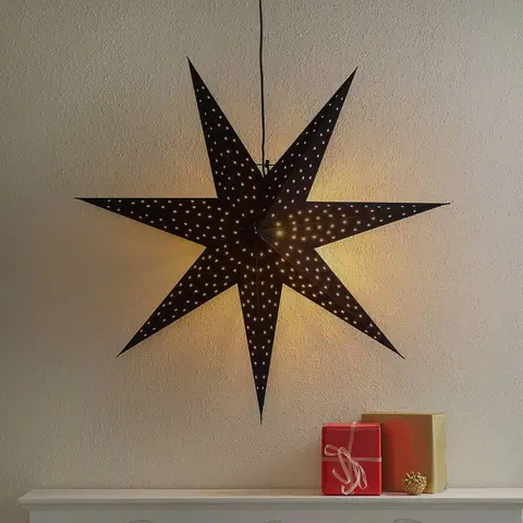 Vianočné svetelné hviezdy Markslöjd Hviezda Clara na zavesenie, zamatový vzhľad Ø 75 cm, čierna